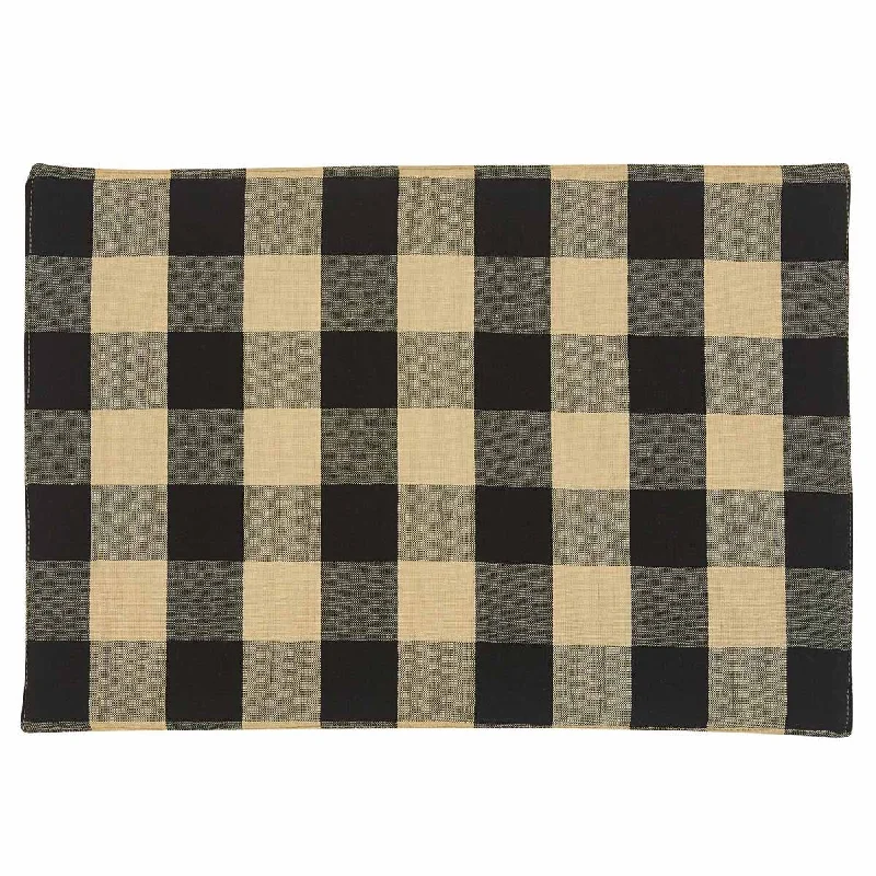 Outdoor placemat for tables-Buffalo Black and Tan Check Backed Placemats