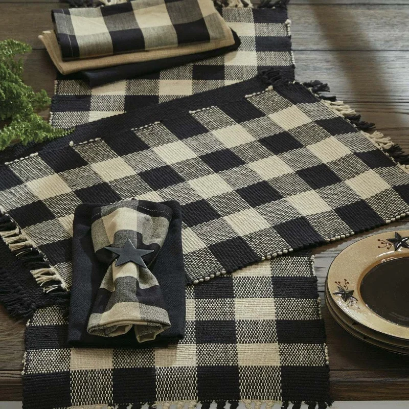 Decorative woven placemat-Buffalo Black and Tan Yarn Check Placemats