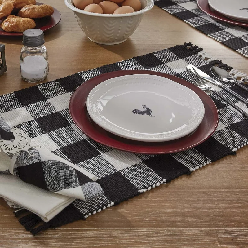 Easy-clean fabric placemat-Buffalo Black and White Check Yarn Placemats