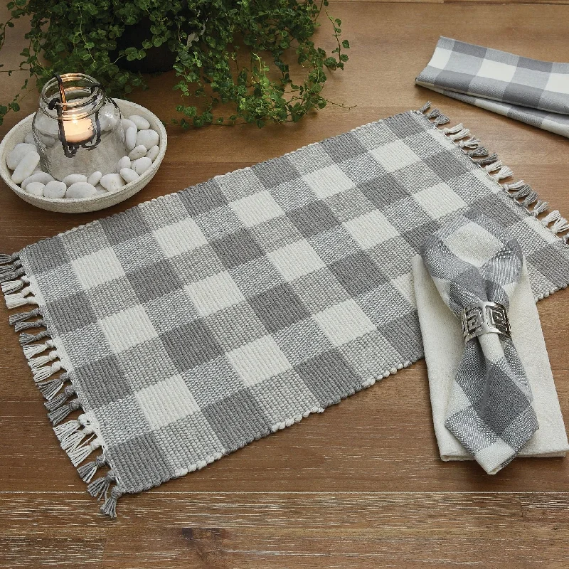 Table placemat with decorative patterns-Buffalo Grey Check Yarn Placemats