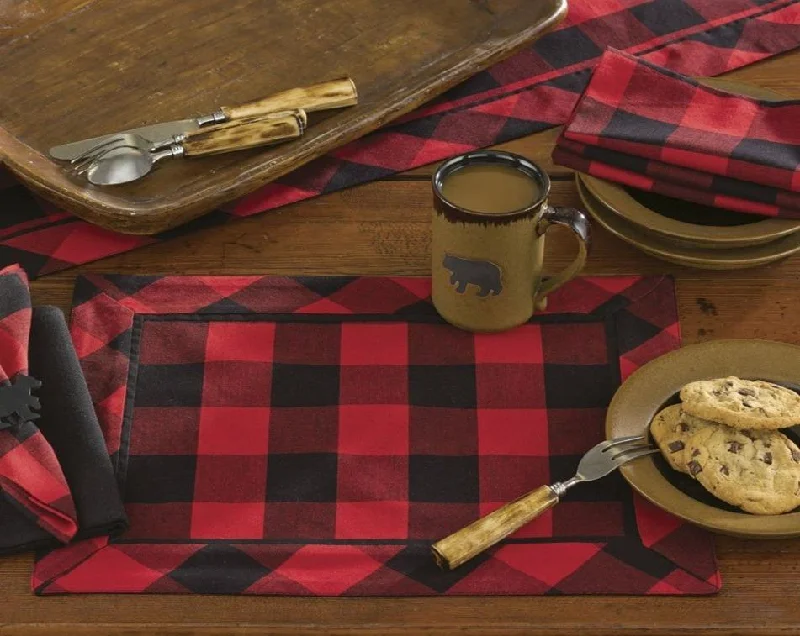 Placemat for creative table settings-Buffalo Red and Black Check Backed Placemats