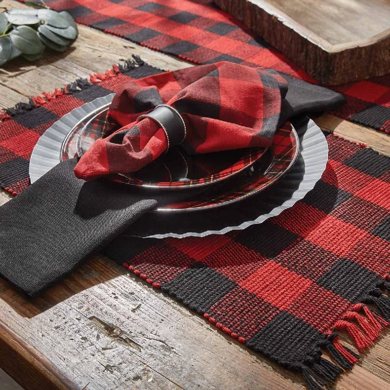 Large placemat for large tables-Buffalo Red and Black Yarn Check Placemats