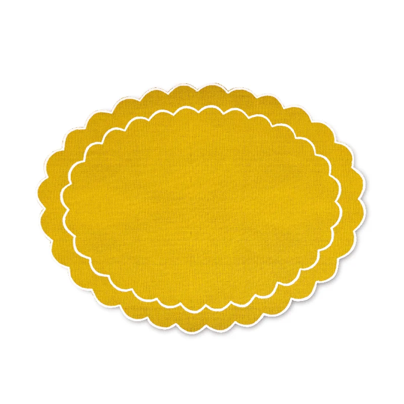 Eco-friendly placemats for casual dining events-Yellow Oval Placemats (4)