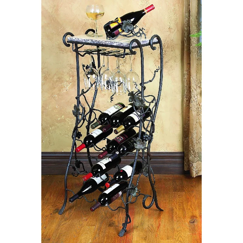 Kitchen tools for fishing-Vineyard Wrought Iron Wine Rack Server - 16 Bottle