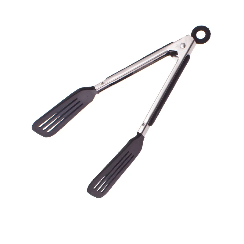 Kitchen utensils for tutorials-Appetito Mini Spatula Tongs with Nylon Head 18cm in Black