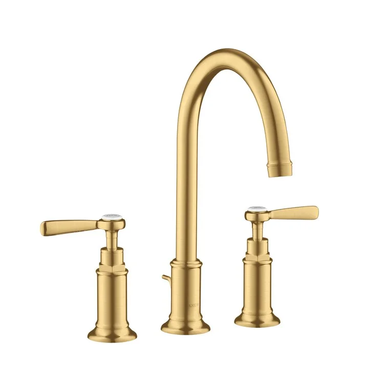 kitchen faucet cocktail bar-Lavatory Faucet Montreux Widespread 8 Inch Spread 2 Lever ADA Brushed Gold Optic 1.2 Gallons per Minute 120 DEG Swivel Pop-Up 3 Hole 7 Inch