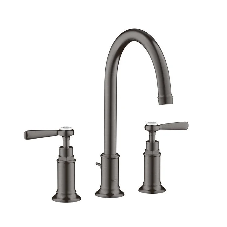 kitchen faucet instant heat-Lavatory Faucet Montreux Widespread 8 Inch Spread 2 Lever ADA Brushed Black Chrome 1.2 Gallons per Minute 120 DEG Swivel Pop-Up 3 Hole 7 Inch