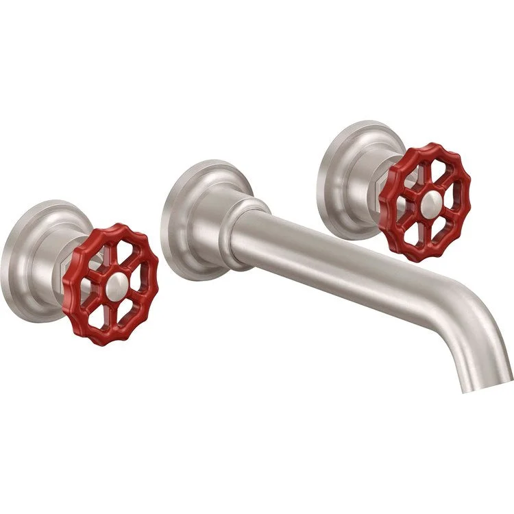 kitchen faucet vs sink-Lavatory Trim Descanso Works Vessel Wall 2 Red Wheel Burnished Nickel 1.2 Gallons per Minute