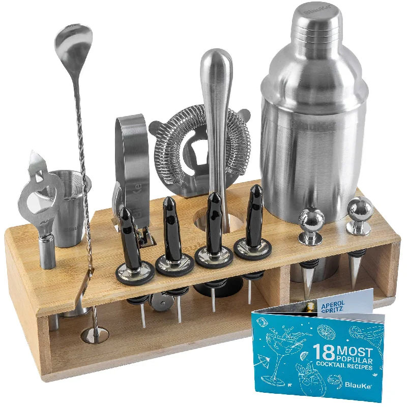 Best kitchen utensils for shipping-Stainless Steel Cocktail Shaker Set with Stand - 17-Piece Mixology