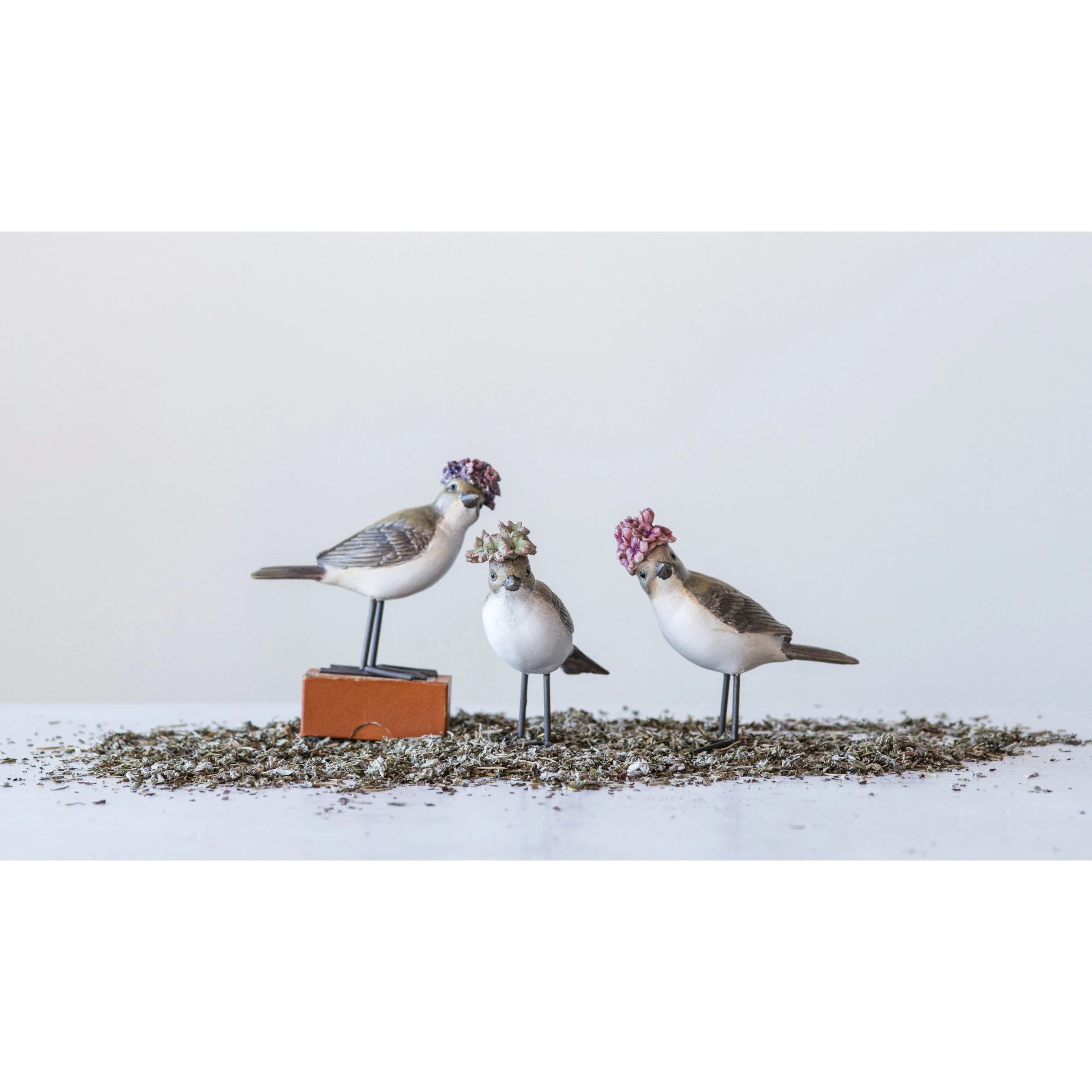 Best kitchen utensils for trends-Creative Co-op - Bird with Flower Hat and Metal Feet