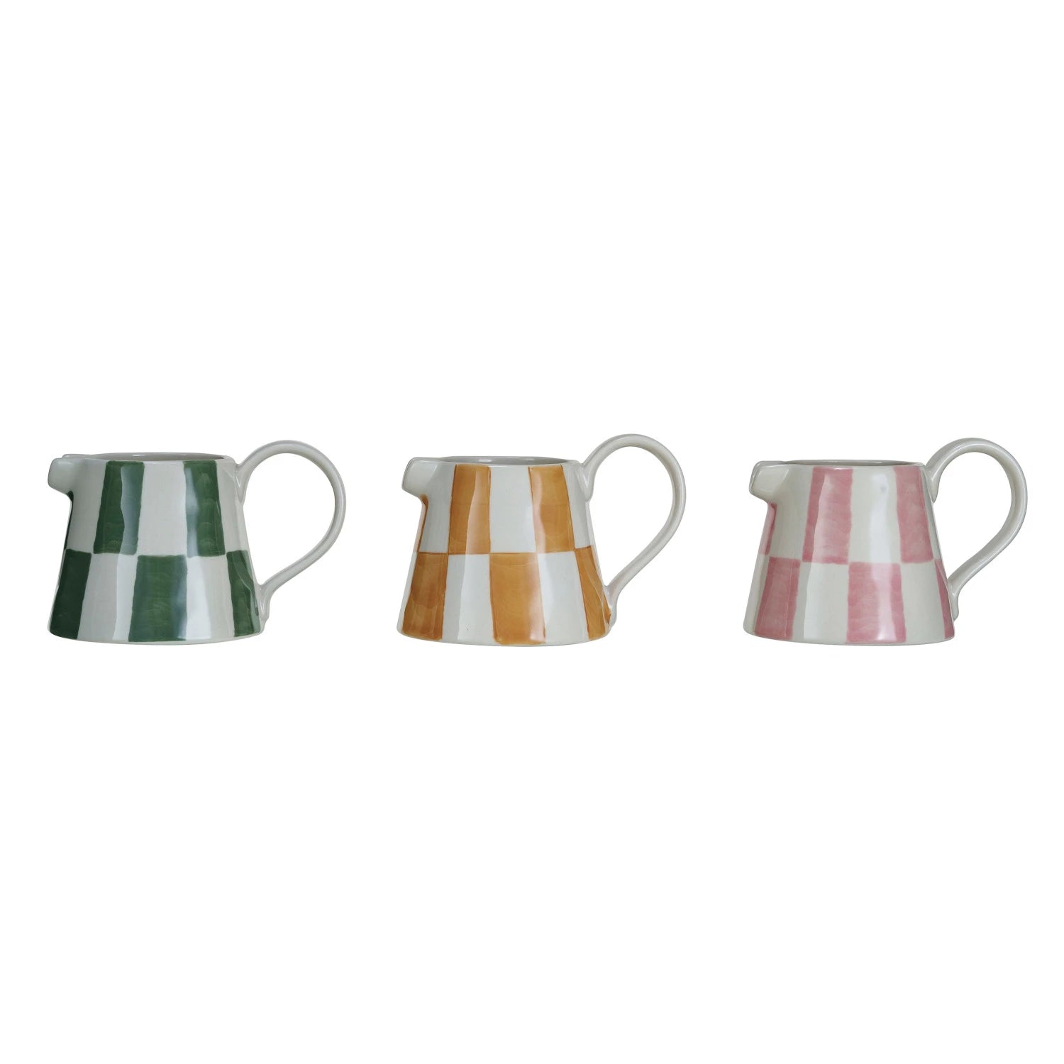 Kitchen tools for pet snacks-Creative Co-op - Stoneware Checkered Creamer