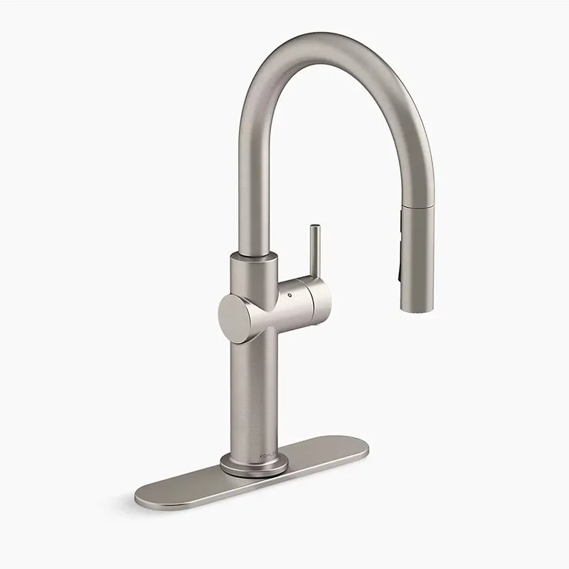 kitchen faucet canoe sink-Crue Touchless Pull-Down Kitchen Faucet in Vibrant Stainless