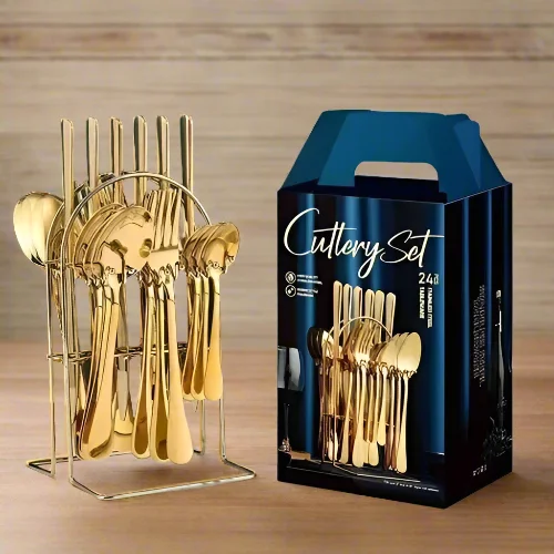 Kitchen tools for keto cooking-Cutlery Set - Gold - 24 Pieces