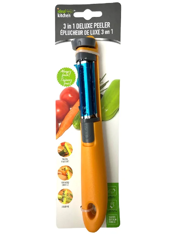 Kitchen utensils for shared spaces-3 in 1 Deluxe Orange Peeler