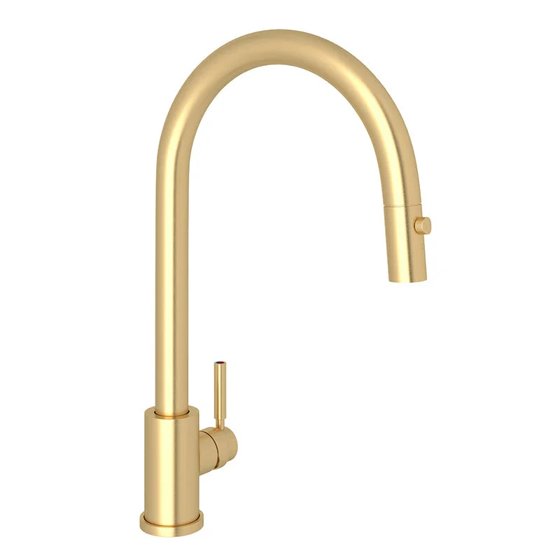 kitchen faucet workshop bar-Holborn Pull-Down Kitchen Faucet in Satin English Gold