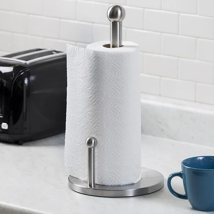 Kitchen tools for Indian dishes-Honey Can Do Satin Finish Stainless Steel Paper Towel Holder