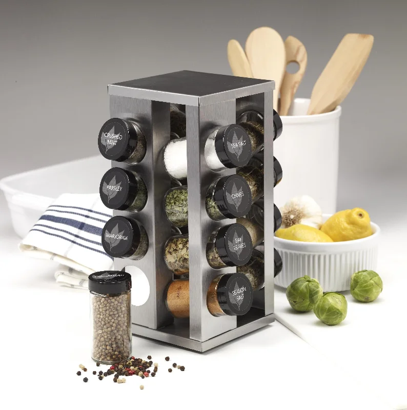 Kitchen tools for Easter-Kamenstein 16-Jar Revolving Countertop Spice Rack with Free Spice Refills for 5 Years