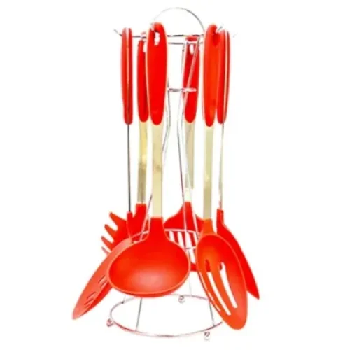 Kitchen tools for cast iron-Linsan Kitchen Tools Set - 7 Pieces - Red