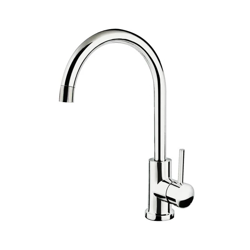 kitchen faucet market cart-Modern Gooseneck Single-Handle Kitchen Faucet in Polished Chrome