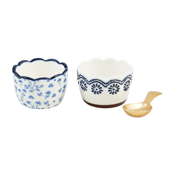 Kitchen utensils for viral recipes-Mud Pie - Blue Floral Tidbit Set