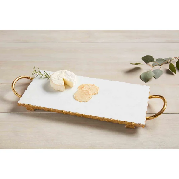 Kitchen tools for YouTube chefs-Mud Pie - Gold and Marble Board with Handles