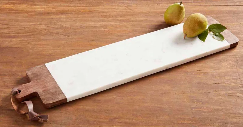 Kitchen tools for TikTok cooking-Mud Pie - Long Wood and Marble Board