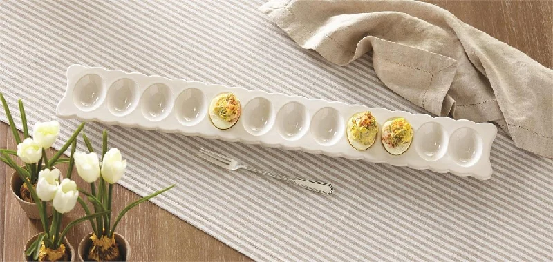 Best kitchen utensils for diets-Mud Pie - Scallop Deviled Egg Tray Set