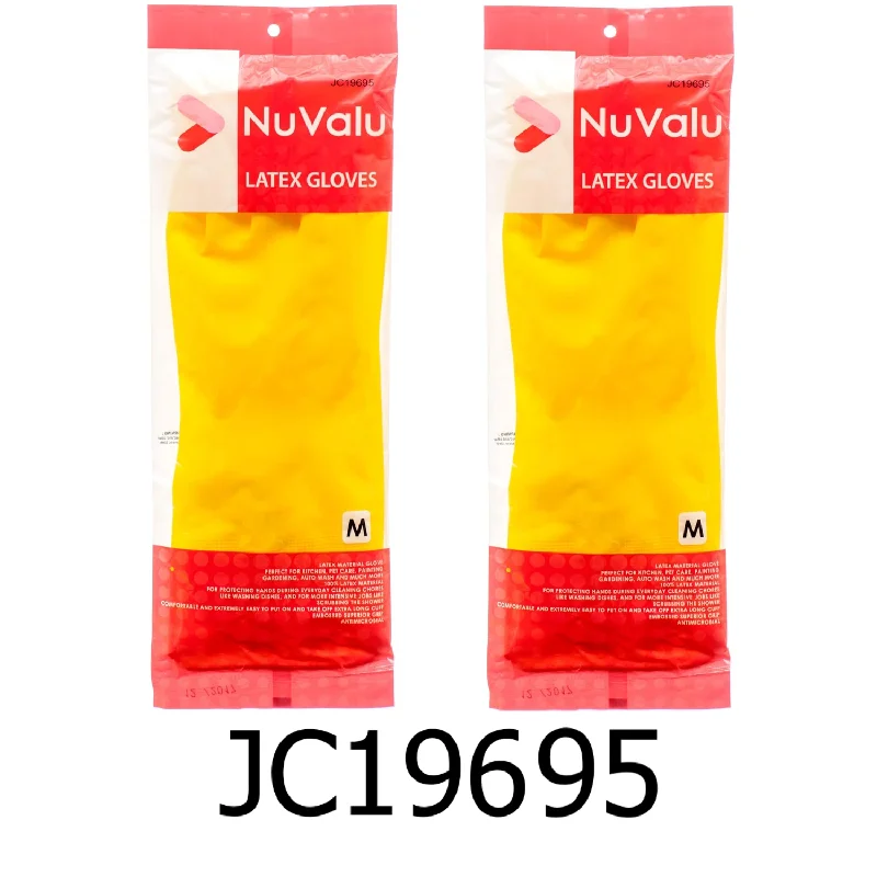 Kitchen utensils for RV camping-NuValu Yellow Multi-Purpose Latex Gloves - Size Medium (2 Pairs)