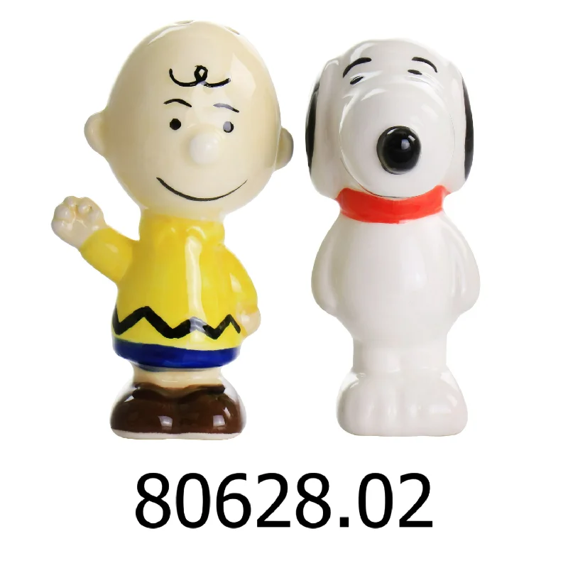 Kitchen tools for dorm cooking-Peanuts Classical Pals Charlie Brown and Snoopy Figurine Salt & Pepper Shaker Set