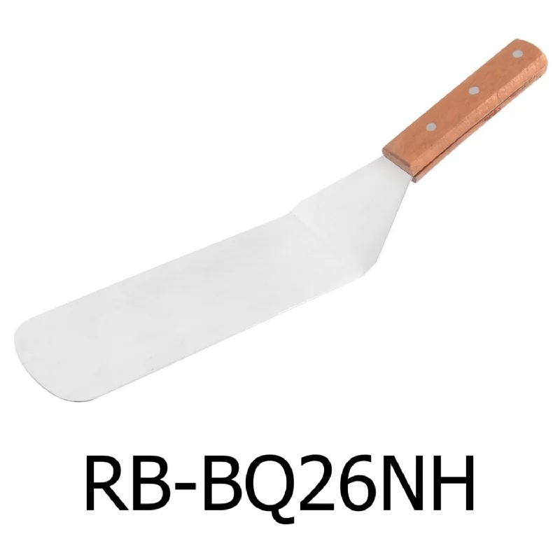 Best kitchen utensils for toasting-14.8" Wooden Handle Stainless Steel Scraper Chocolate Steak Spatula