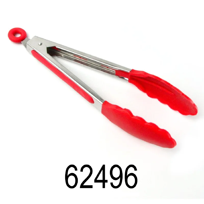 Kitchen utensils for piping-13" Red Tongs with Silicone Handle