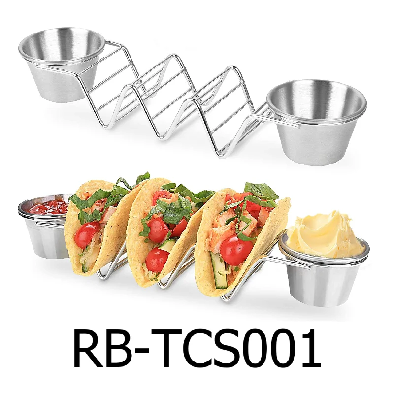 Kitchen tools for cooling-3 PC Party Taco Holders Stainless Steel with 2 Salad Cups