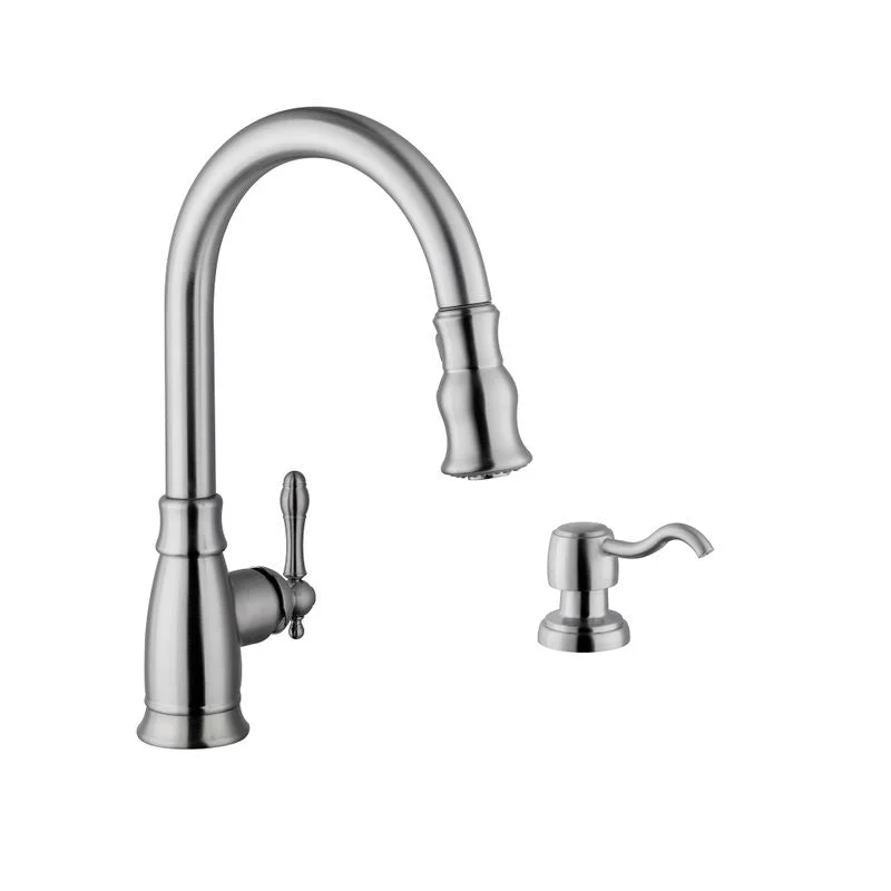 kitchen faucet gulf sink-Traditional Single-Handle Pull-Down Kitchen Faucet in Brushed Nickel