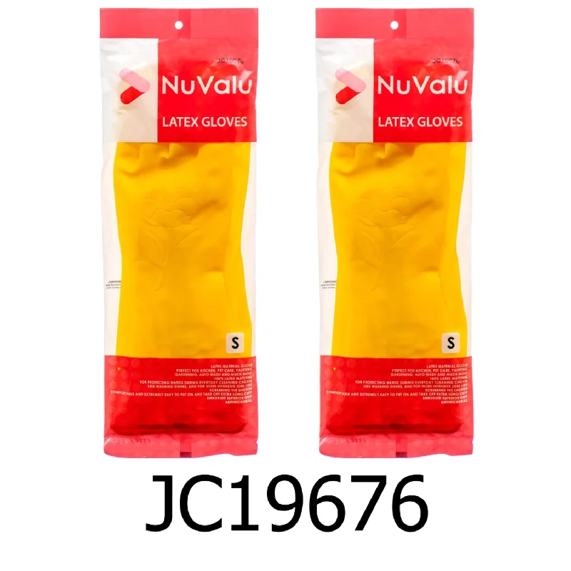 Kitchen tools for backpacking-NuValu Yellow Multi-Purpose Latex Gloves - Size Small (2 Pairs)