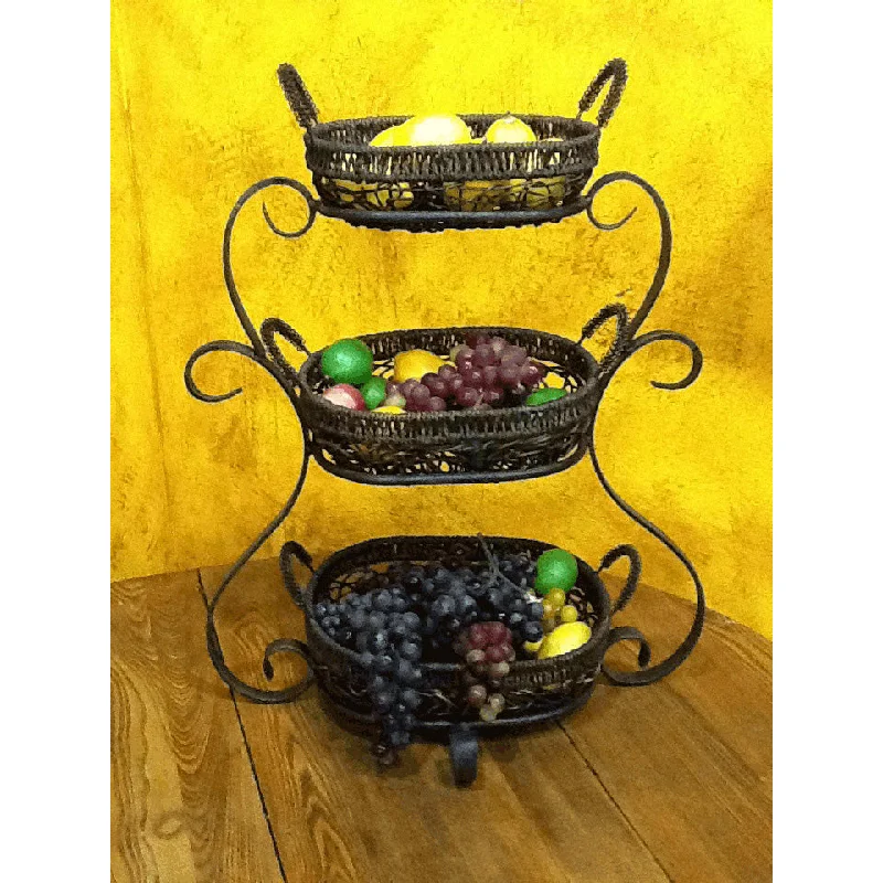 Kitchen tools for refreshing-Wrought Iron Amalfi Triple Basket