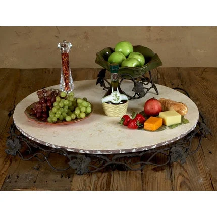 Best kitchen utensils for travel-Wrought Iron Marble Lazy Susan - Grand