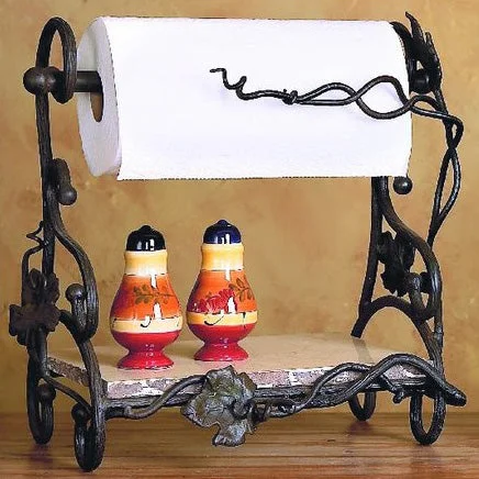 Kitchen utensils for collections-Wrought Iron Paper Towel Rack