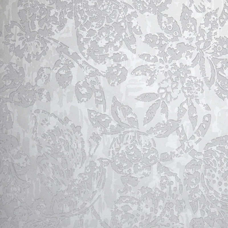 Wallpaper with sky design-Beaded Floral Abstract Wallpaper in Metallic Grey