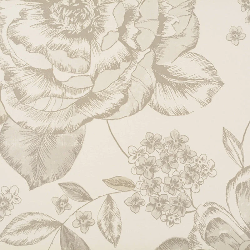 Wallpaper with glow effect-Botanical Floral Bold Wallpaper in Cream/Taupe