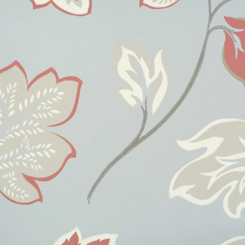 Wallpaper with soft hues-Botanical Lively Wallpaper in Ivory/Grey/Blue