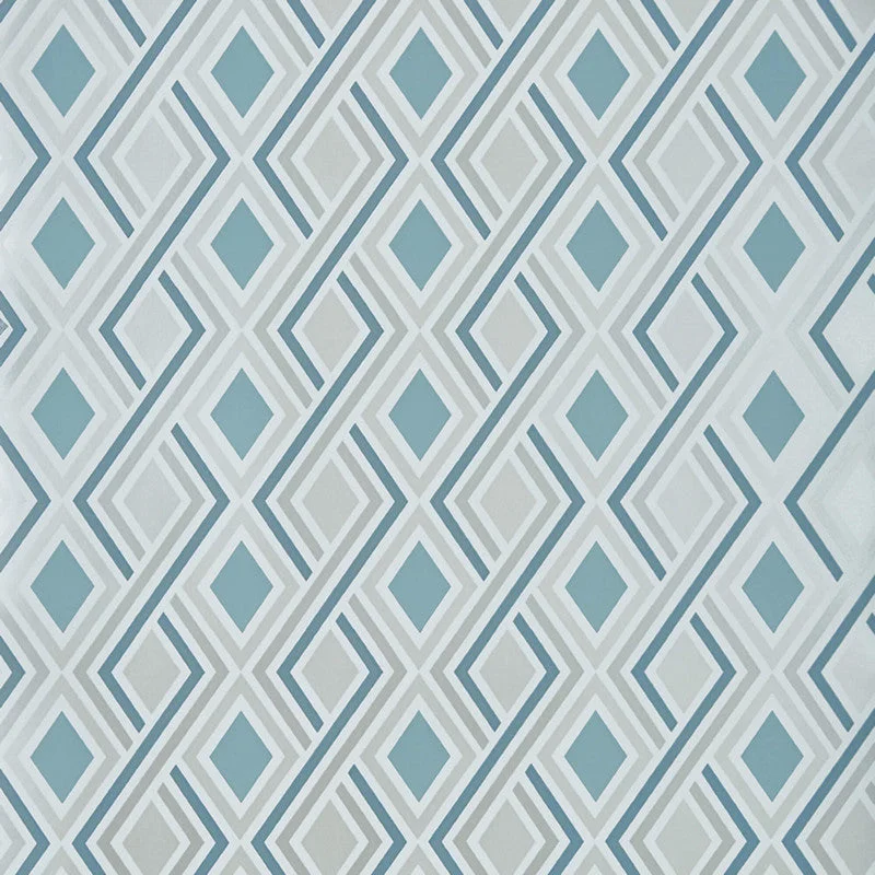 Wallpaper with pastel tones-Retro Diamond Geo Wallpaper in Blue/Ivory