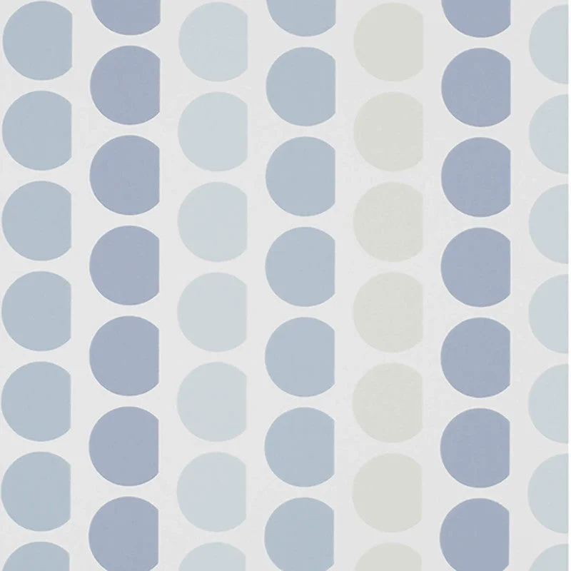 Wallpaper for serene office-Circles & Stripes Wallpaper in Cream/Blue