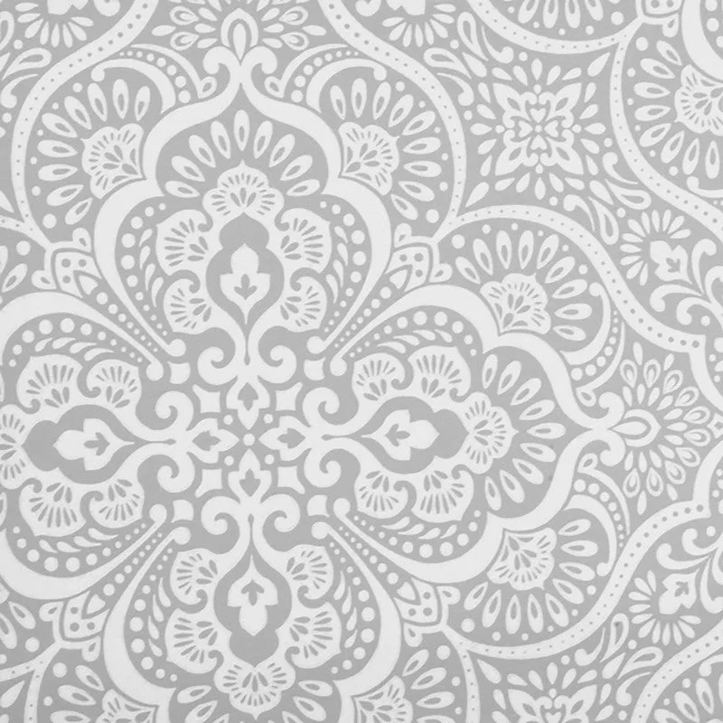 Wallpaper with owl patterns-Damask Medallion Wallpaper in Grey/White