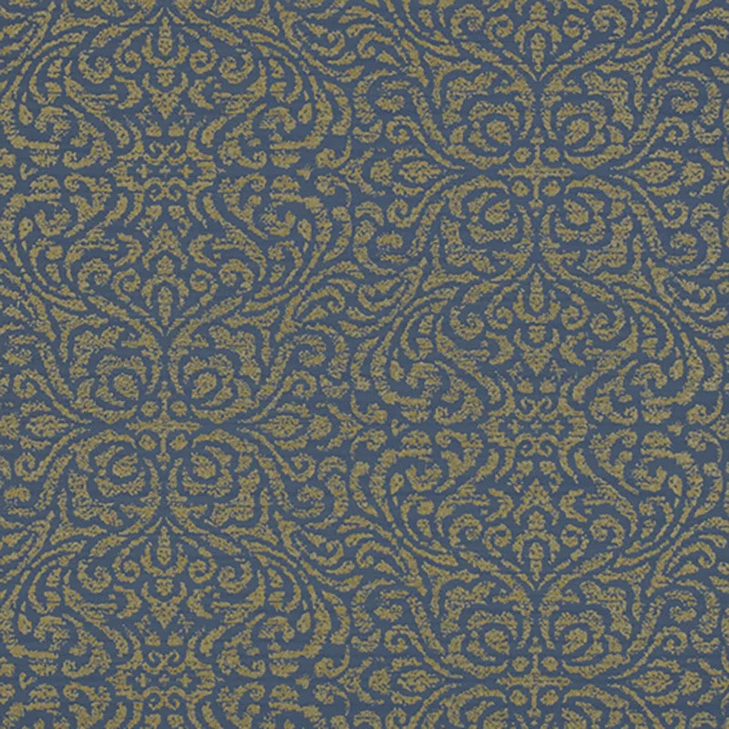 Wallpaper for playful decor-Damask Tribal Wallpaper in Blue/Gold