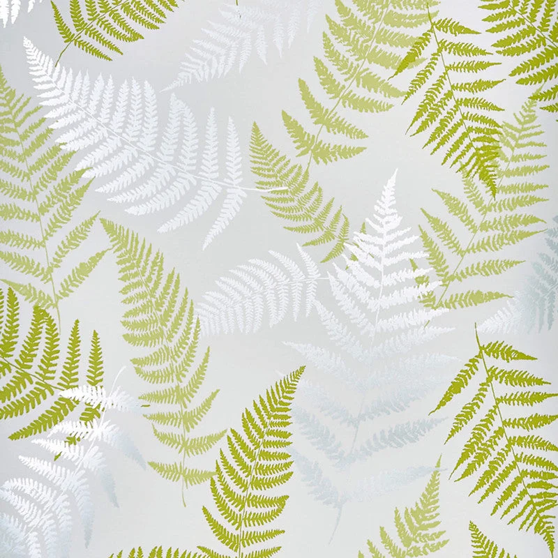 Wallpaper for holiday decor-Fern Leaves Floating Wallpaper in Citrus Green/Cream