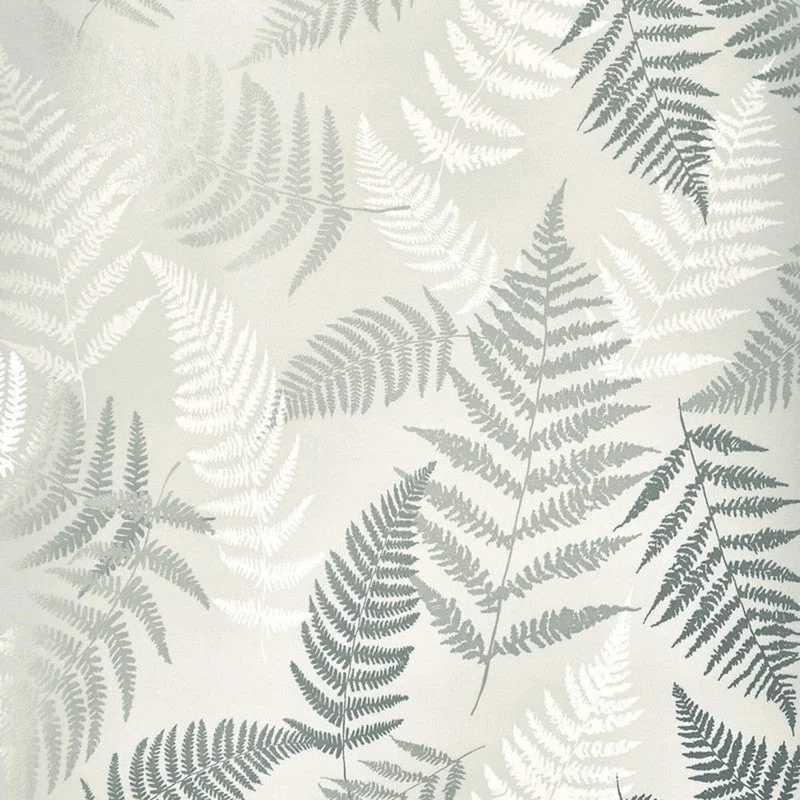 Wallpaper for gaming room-Fern Leaves Floating Wallpaper in Grey/Silver