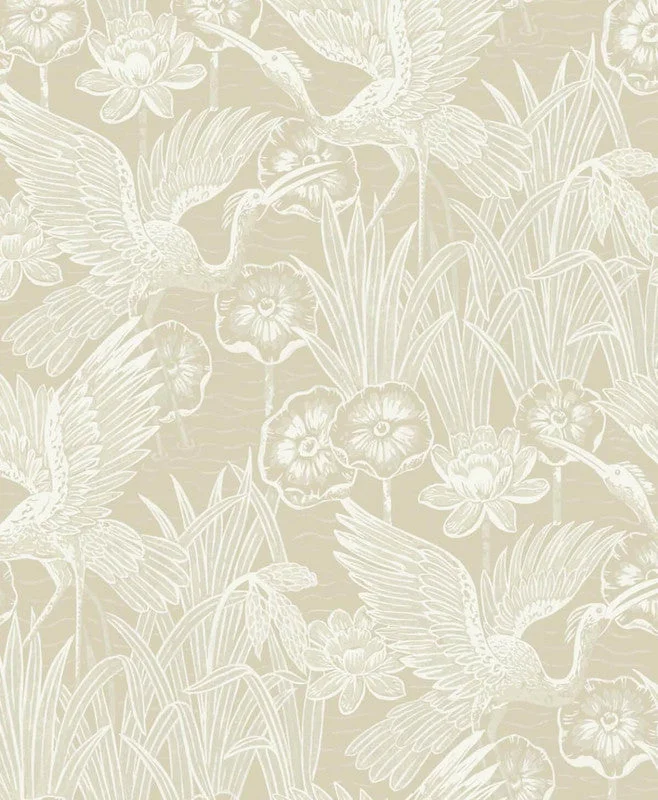 Wallpaper for chic office-Floral Heron Peel & Stick Wallpaper in Sand