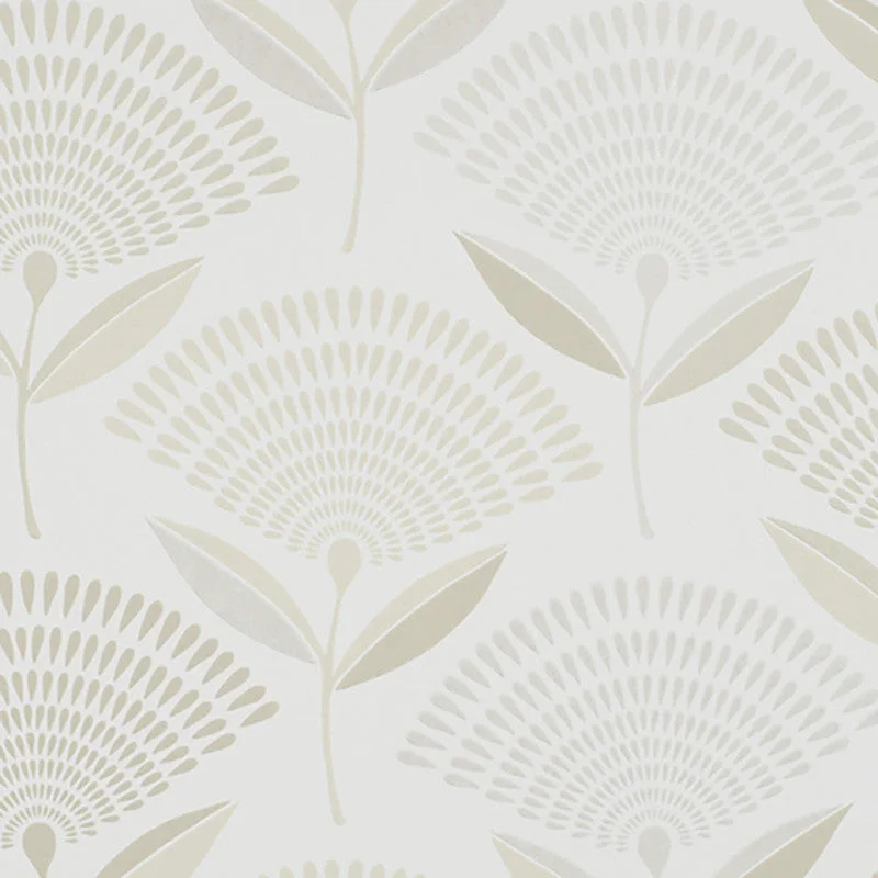 Wallpaper for modern decor-Floral Large Contemporary Wallpaper in Beige/Silver