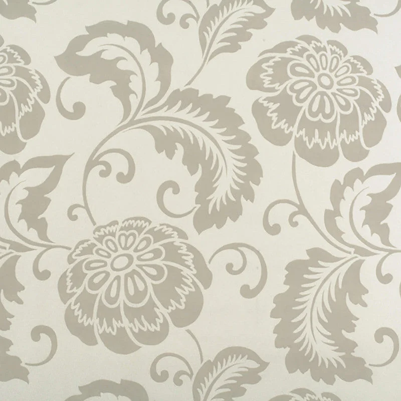 Wallpaper for bright nursery-Floral Silhouette Motif Wallpaper in Grey/Ivory