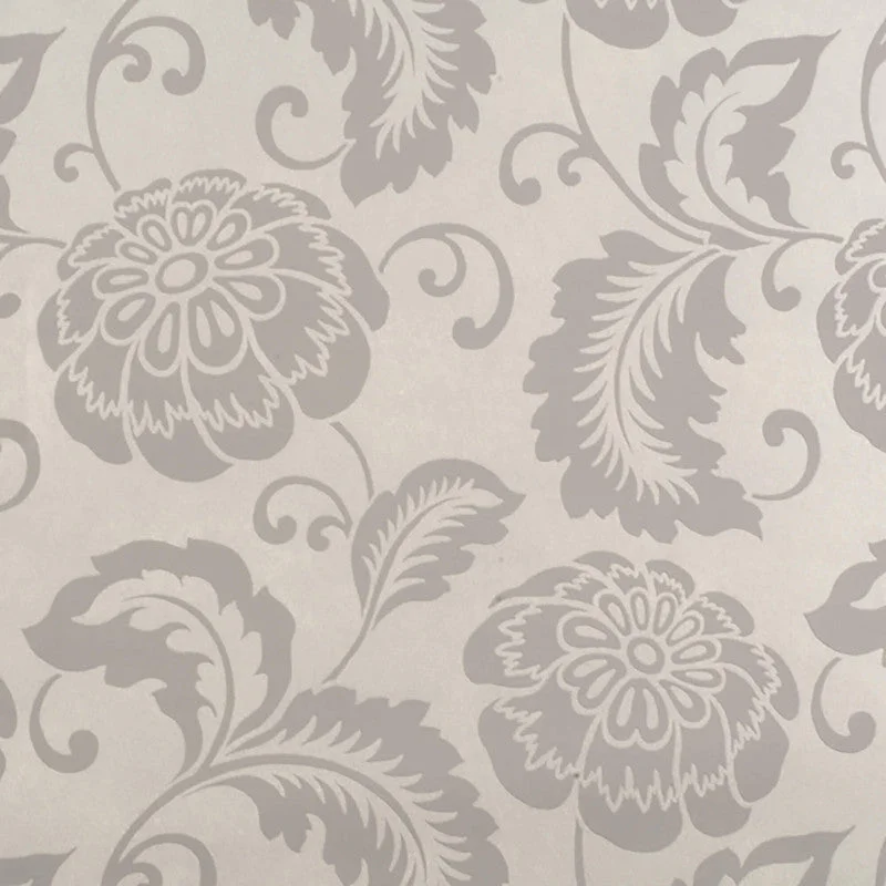 Wallpaper with splash design-Floral Silhouette Motif Wallpaper in Grey